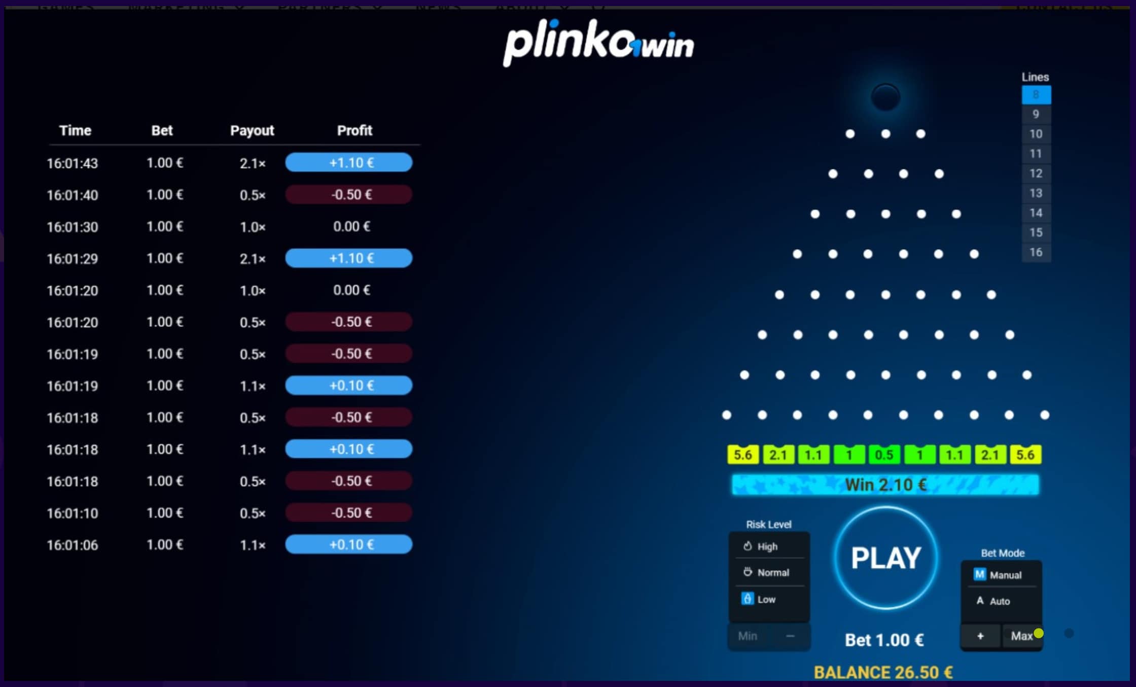 Играть в Plinko 1Win